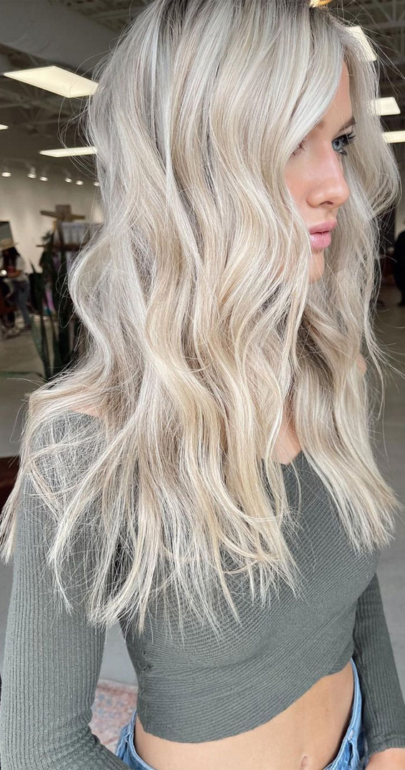 beach wave blonde hair, platinum beach wave hair, vanilla blonde hair color