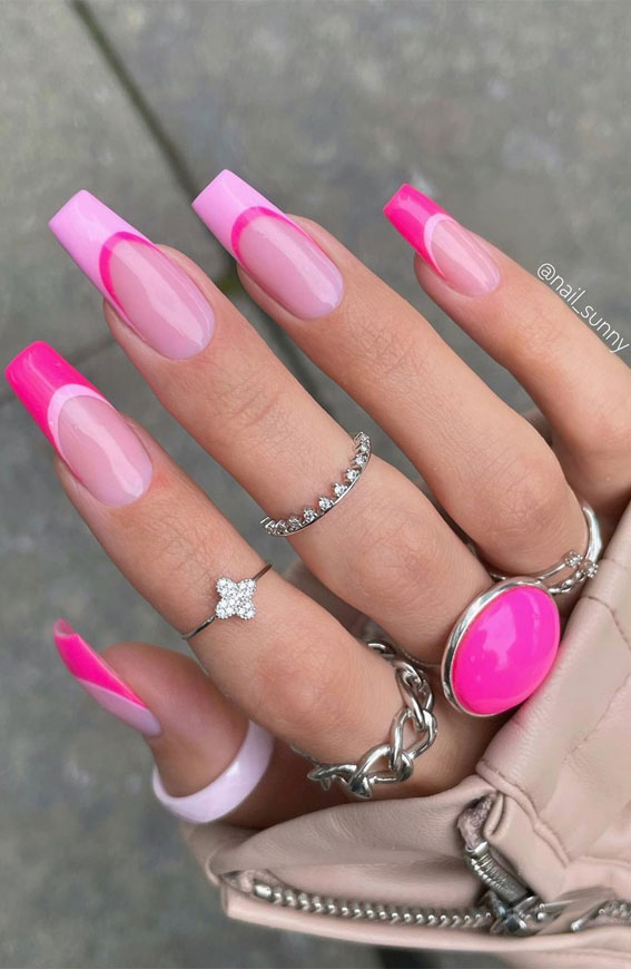 20 Autumn French Nails 2021 To Inspire You : Pink French Tip Nails