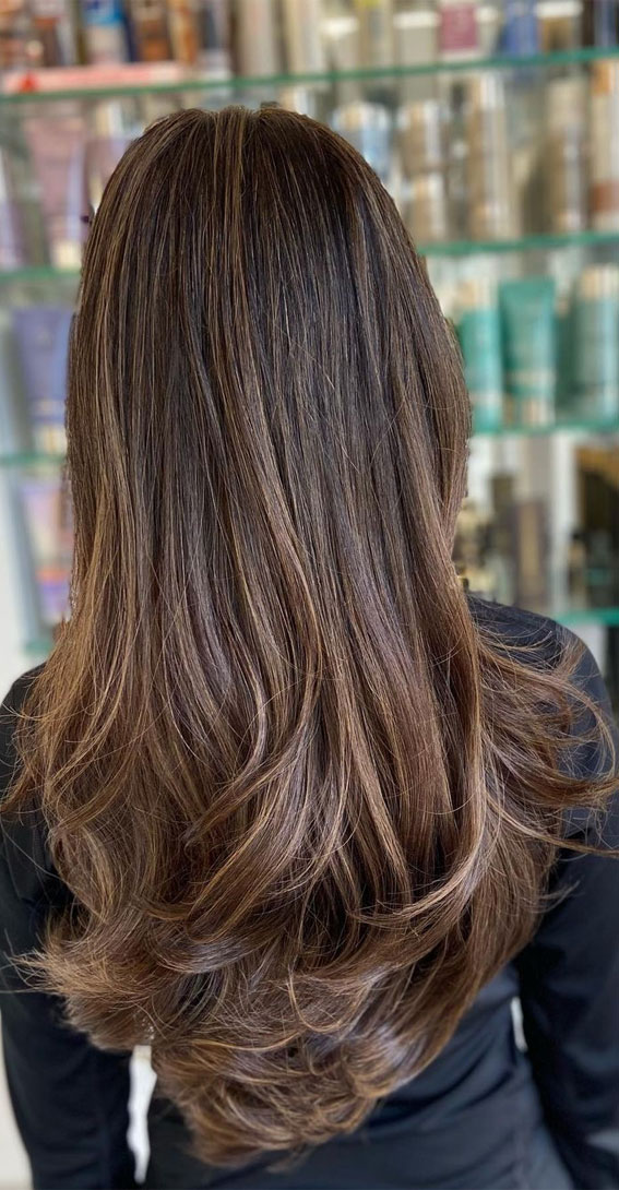 natural looking brown hair, brown balayage hair, caramel brown hair, brown hair color ideas 2021