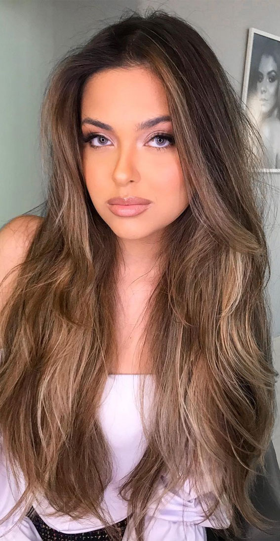 brown balayage hair, caramel brown hair, brown hair color ideas 2021