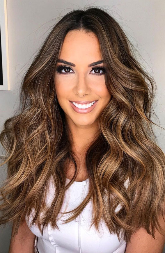 30 Cute Ways To Wear Brown Hair This Autumn 2021 : Brown Toffee Highlights