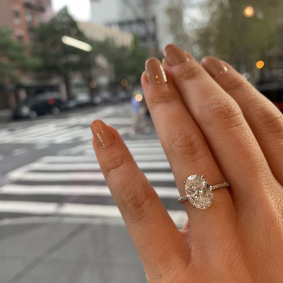 54 Popular Styles of Engagement Rings : Oval cut Moissanite