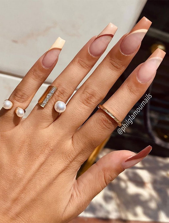 20 Autumn French Nails 2021 To Inspire You : Nude Brown French Tip Nails
