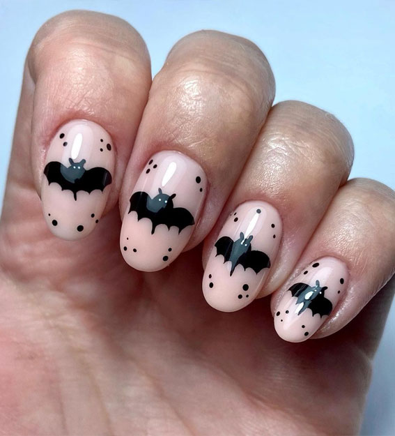 35 October Nail Art Designs : Cute Batty Halloween Nails