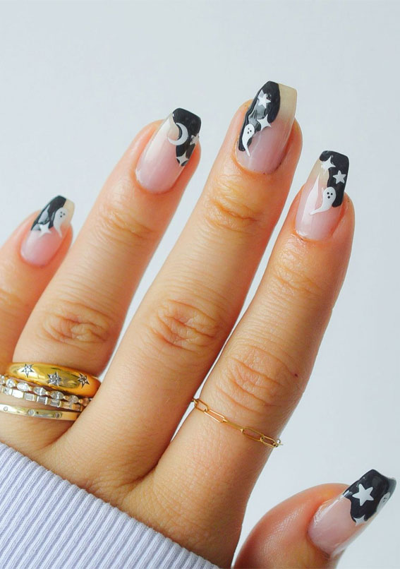 35 October Nail Art Designs : Abstract & Cute Ghost Halloween Nails