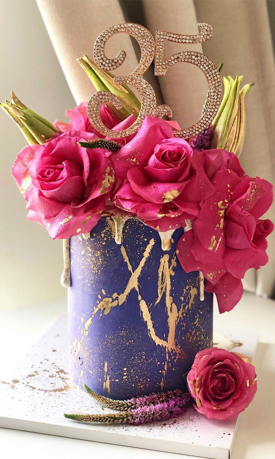 30 Pretty Cake Ideas To Inspire You : Purple Birthday Cake for 35th Birthday