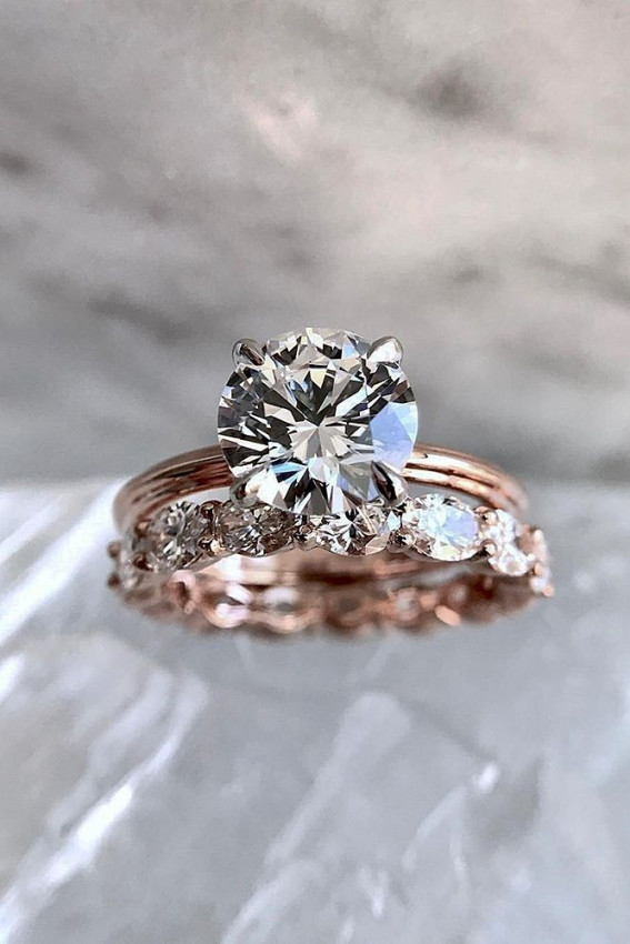 Beautiful Diamond Halo Engagement Ring Wedding Set