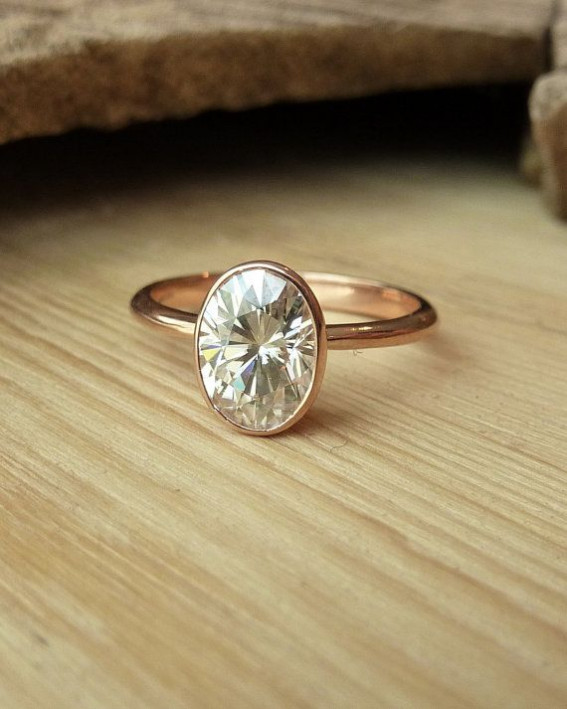 54 Popular Styles of Engagement Rings : Minimalist Oval Cut Engagement Ring