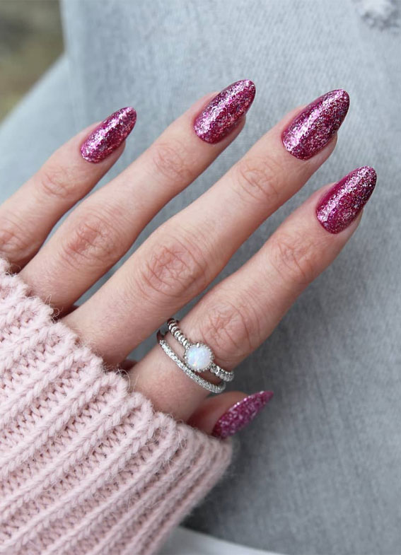 Cute Fall Nails To Help You Get Ready for Autumn Manicure : Berry Shimmery Nails