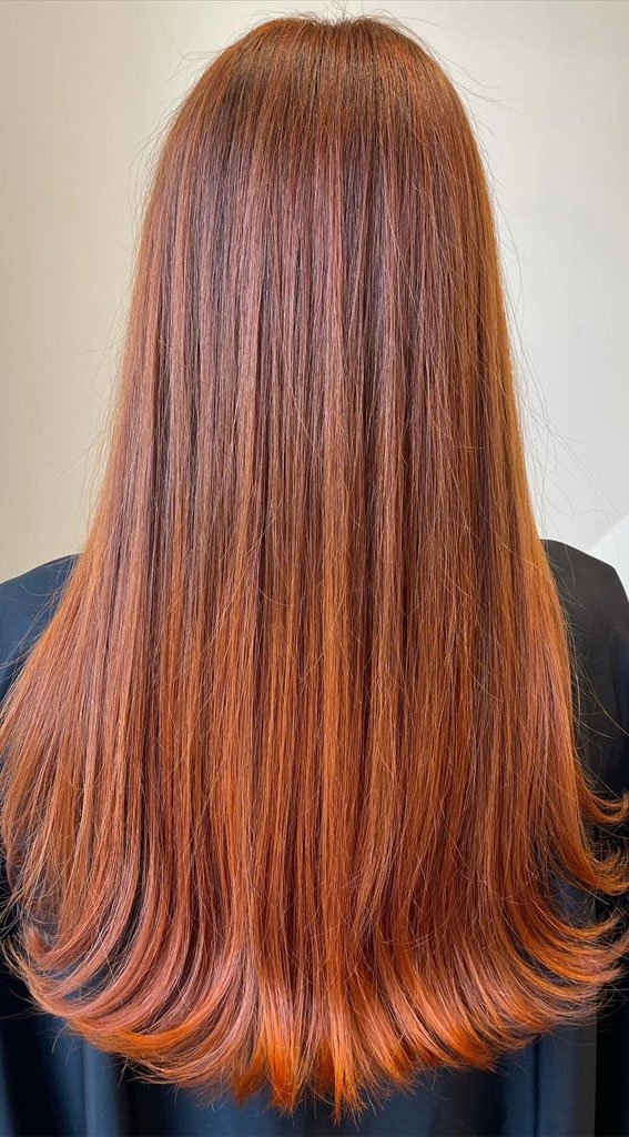 39 Best Autumn Hair Colours  & Styles For 2021 : Copper Hair Colour for Pretty Fall Look
