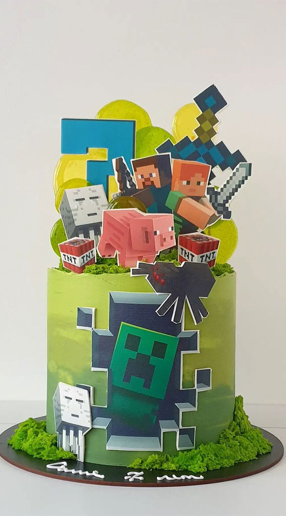 43 Cute Cake Decorating For Your Next Celebration : Minecraft Birthday Cake