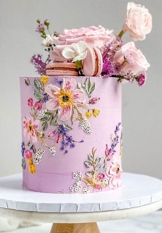 43 Cute Cake Decorating For Your Next Celebration : Delicacy Lilac Buttercream Cake