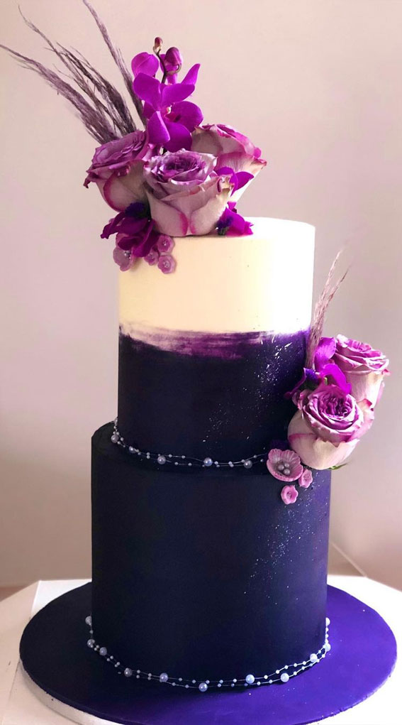 43 Cute Cake Decorating For Your Next Celebration : Dark purple and ivory cake