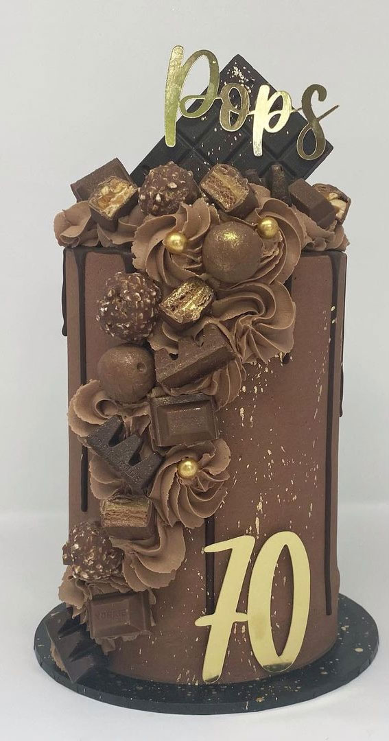 43 Cute Cake Decorating For Your Next Celebration : Chocolate Birthday Cake for 70th Birthday