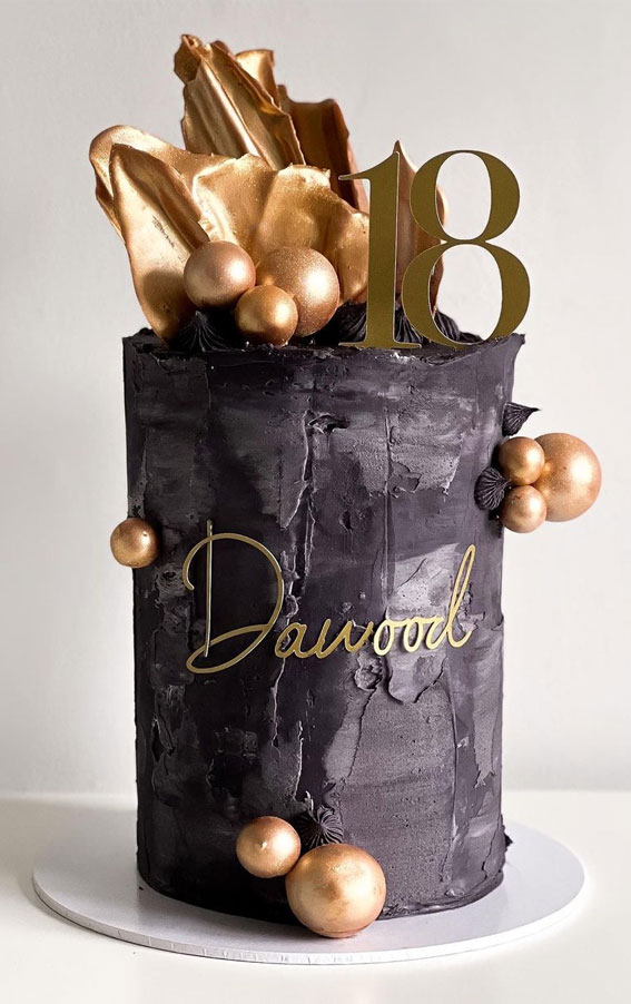 43 Cute Cake Decorating For Your Next Celebration : Black abstract cake with hints of grey