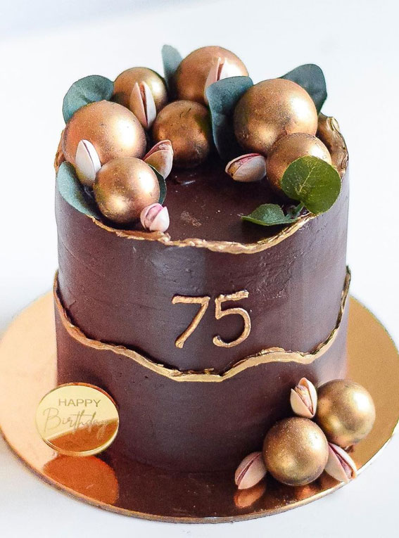 43 Cute Cake Decorating For Your Next Celebration : Chocolate Birthday Cake for 75th Celebration