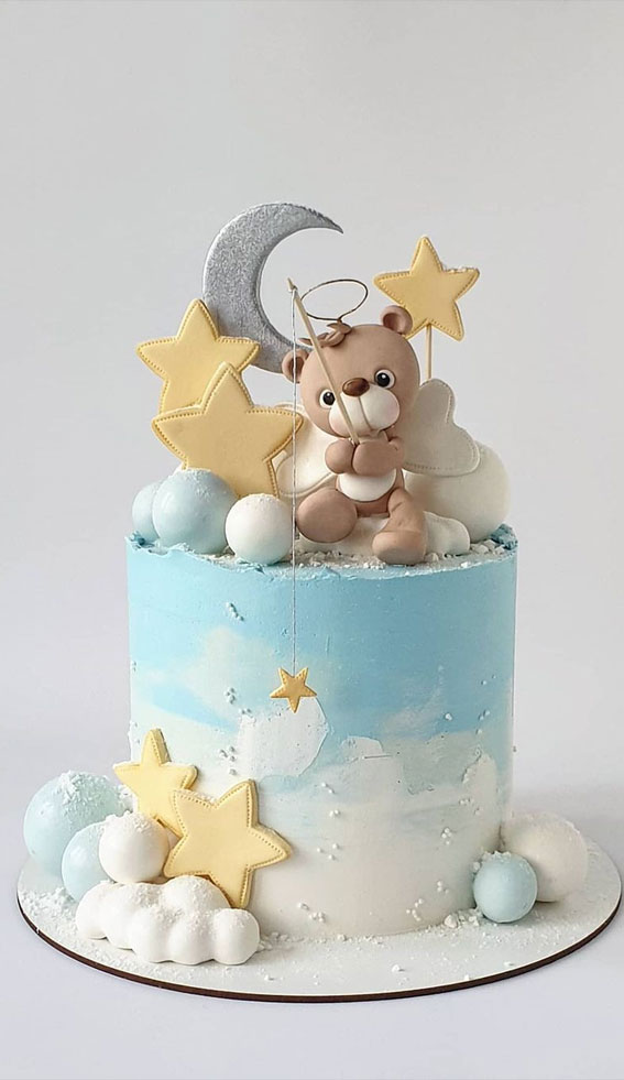 43 Cute Cake Decorating For Your Next Celebration : Blue Ombre Baby Shower Cake