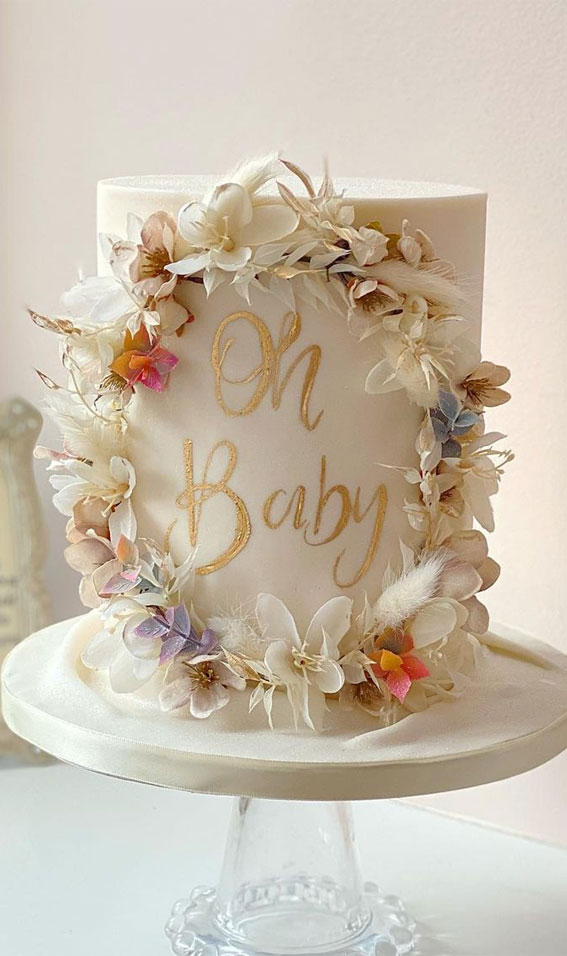 43 Cute Cake Decorating For Your Next Celebration : Rustic neutral cake for baby shower