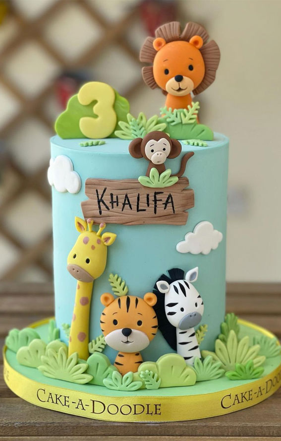43 Cute Cake Decorating For Your Next Celebration : Zoo Birthday Cake for 3rd Birthday