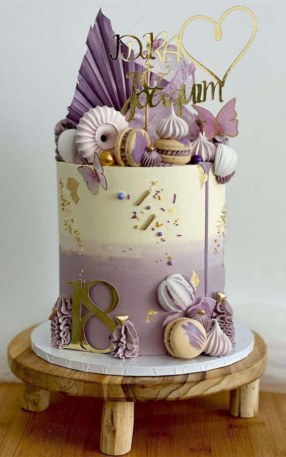 43 Cute Cake Decorating For Your Next Celebration : Ombre Lavender 18th Birthday Cake