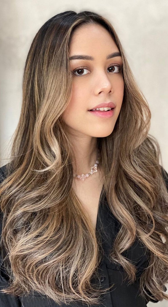 39 Best Autumn Hair Colours  & Styles For 2021 : Smoky Beige Balayage Highlights