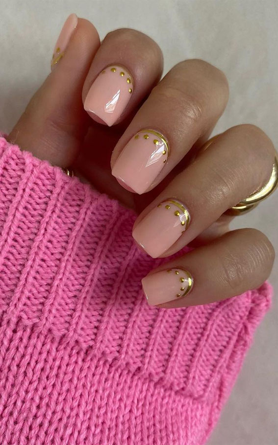 Cute Fall Nails To Help You Get Ready for Autumn Manicure : Golden Cuticle Nails