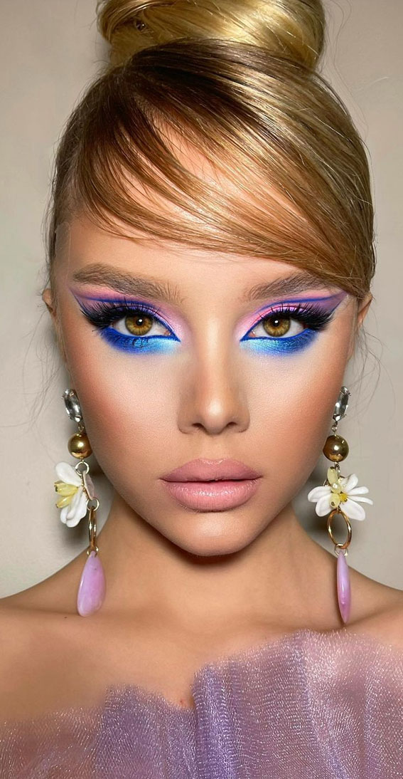 34 Creative Eyeshadow Looks That’re Wearable : Blue and Purple Cool Toned Eyeshadow