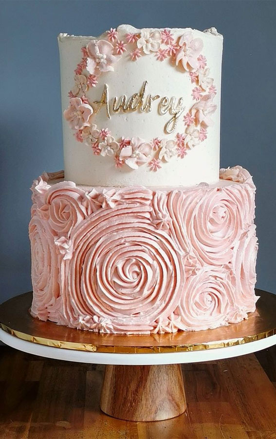 pink swirl buttercream birthday cake, cake decorating ideas, chocolate cake decorating ideas, birthday cake, birthday cake ideas, cake designs, cute cake ideas