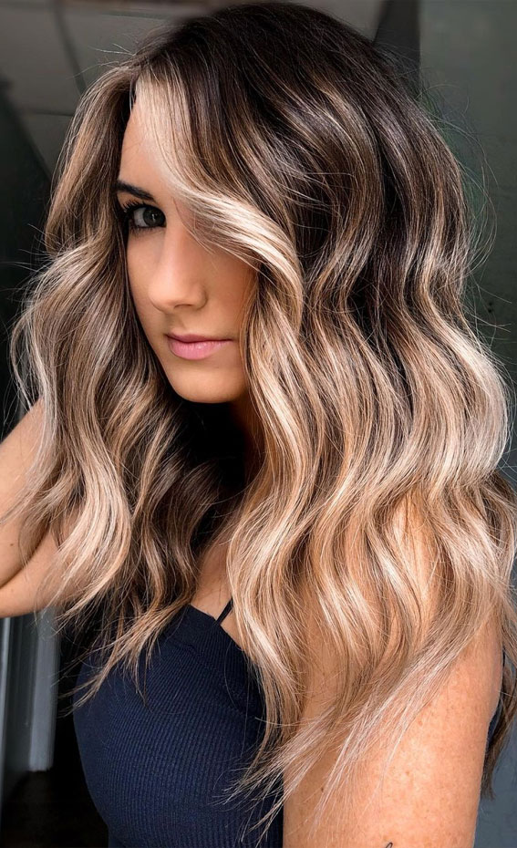 36 Chic Winter Hair Colour Ideas & Styles For 2021 : Blonde Balayage with Waves