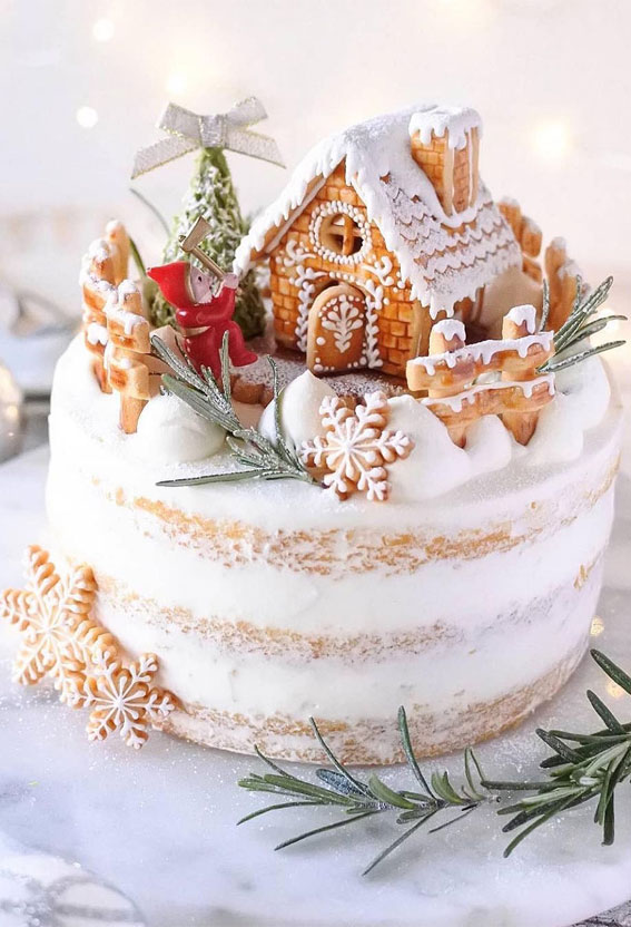 Pretty Christmas Cake Ideas For Your Festive Holiday Table : Semi-naked Christmas Cake