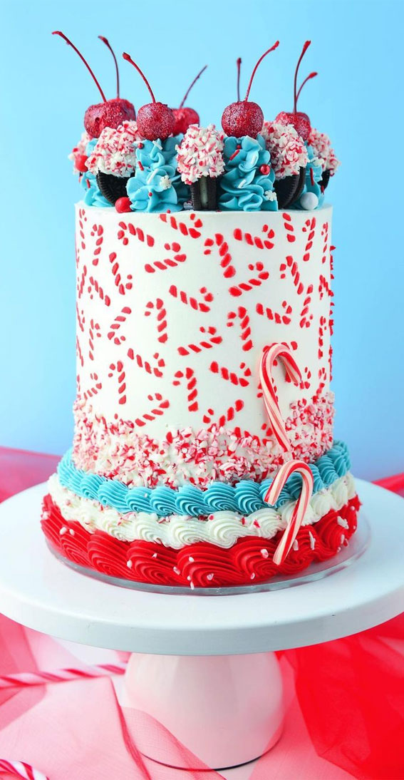 Pretty Christmas Cake Ideas For Your Festive Holiday Table : Candy Cane Christmas Cake
