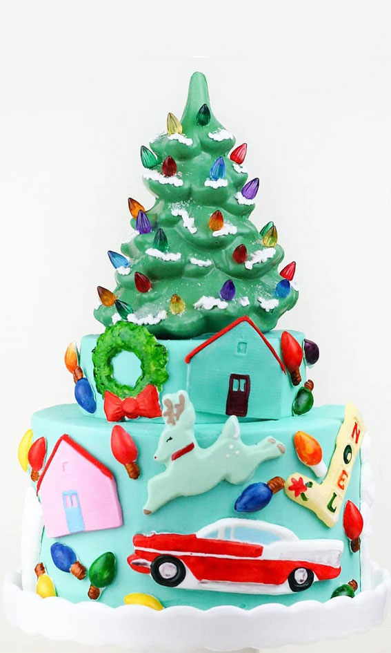 Pretty Christmas Cake Ideas For Your Festive Holiday Table : Christmas Kitsch Theme Cake