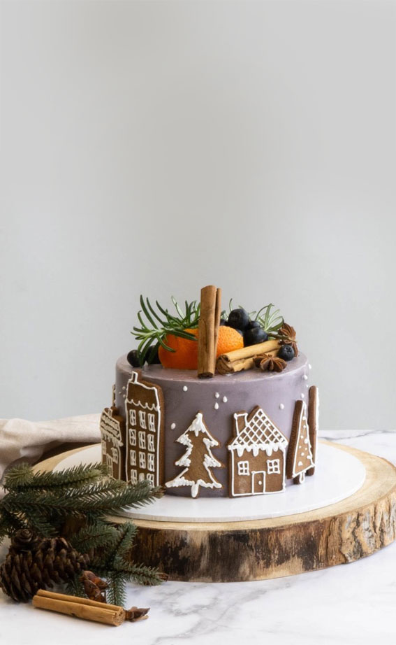Pretty Christmas Cake Ideas For Your Festive Holiday Table : Festive Village Cake