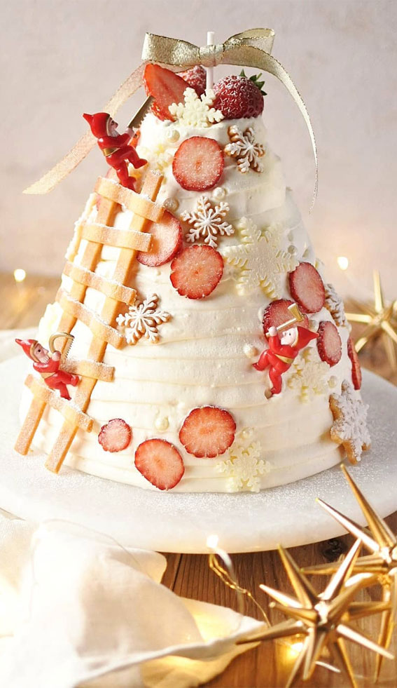 Pretty Christmas Cake Ideas For Your Festive Holiday Table : White Christmas Tree Cake
