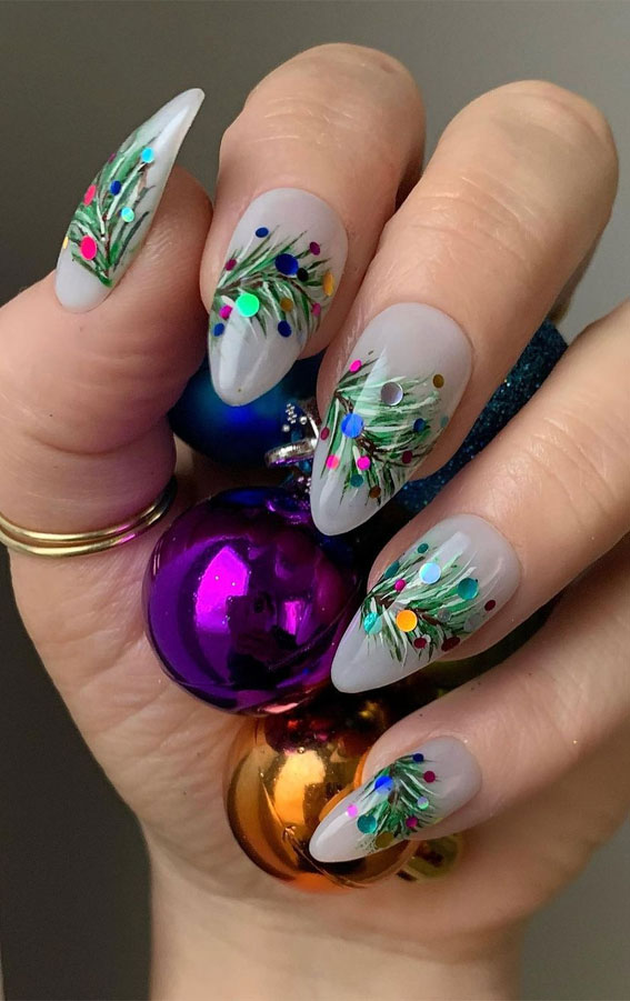 30+ Christmas and Holiday Nail Designs for Every Taste : Festive Bauble Nails