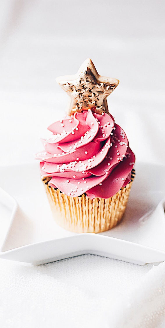 Festive Cupcakes to Add to Your Holiday Table : Pink Buttercream Festive Cupcake