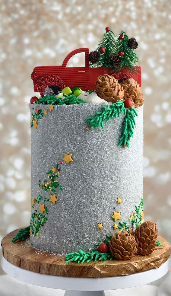 20 Jaw Dropping Winter Cakes : Grey Buttercream Christmas Cake