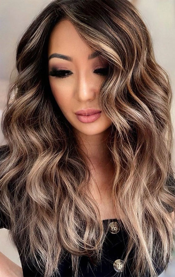 36 Chic Winter Hair Colour Ideas & Styles For 2021 : Dark Chocolate with  Creamy blonde Hair