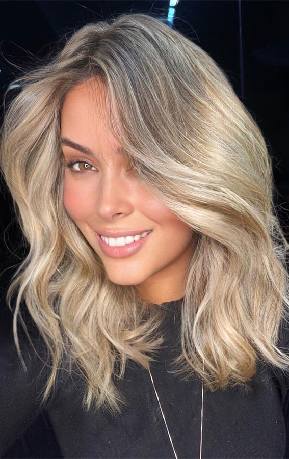 36 Chic Winter Hair Colour Ideas & Styles For 2021 : Baby Blonde Long Bob Hairstyle