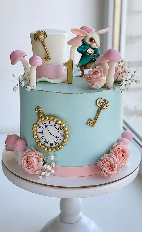 alice in wonderland blue cake, baby girl first birthday cake, baby first birthday cake, 1st birthday cake baby girls, pink birthday cake, birthday cake for baby girls, 1st birthday cakes