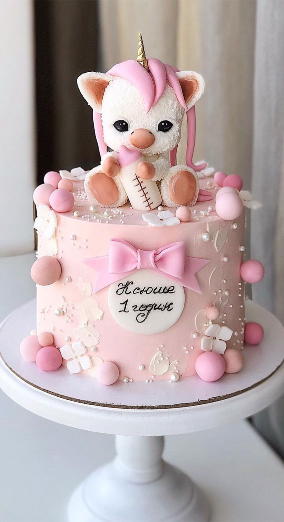 25 Cute Baby Girl First Birthday Cakes : Baby Unicorn Birthday Cake