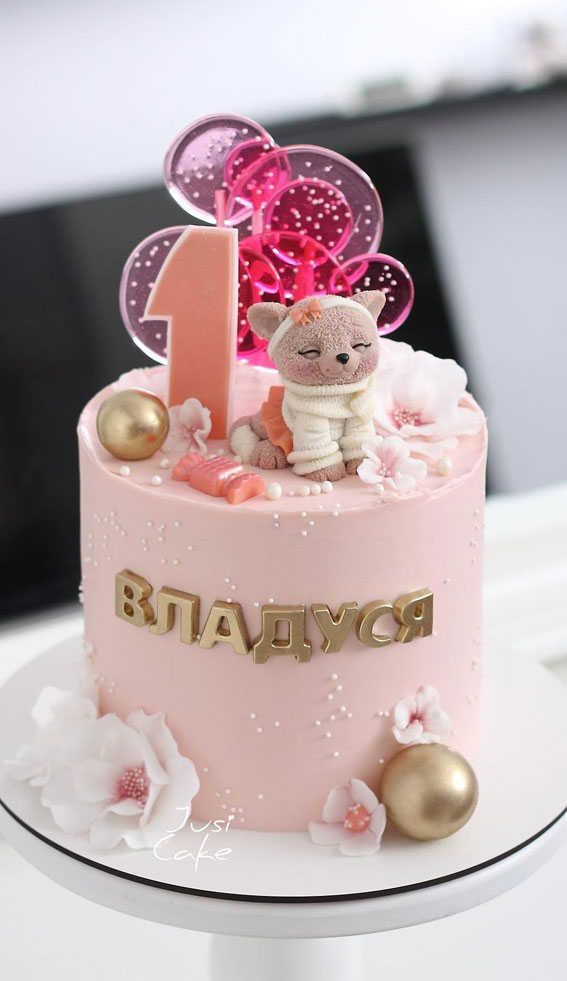 25 Cute Baby Girl First Birthday Cakes : Adorable Pink Baby Cake