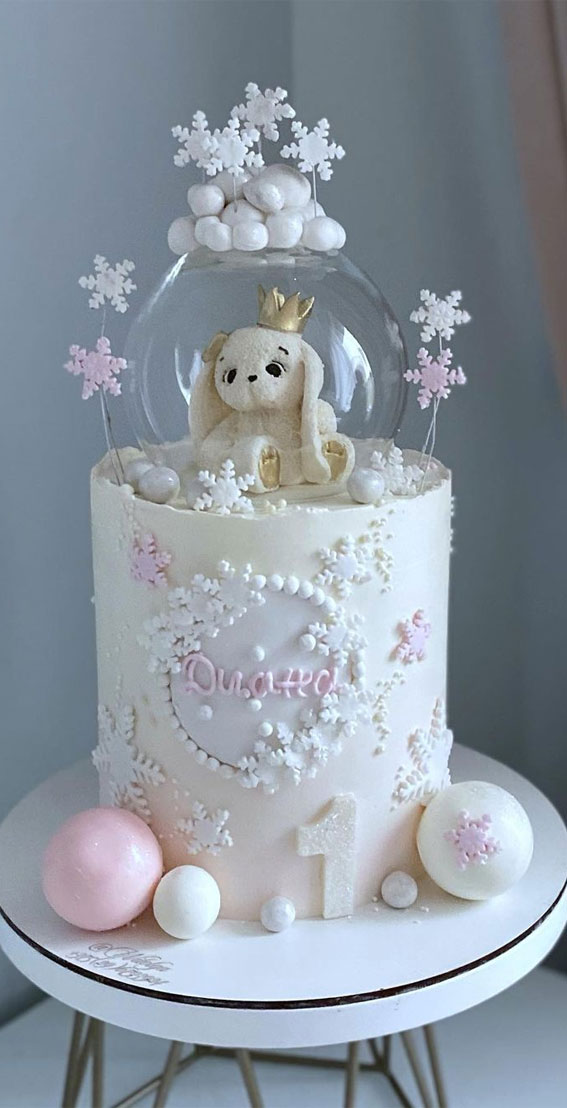 25 Cute Baby Girl First Birthday Cakes : Baby Winter Birthday Cake