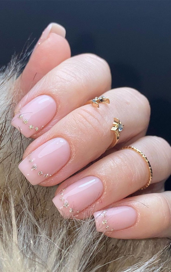 40 Modern French Style Nails To be Wearing in 2022 : Glitter Dot French Mani