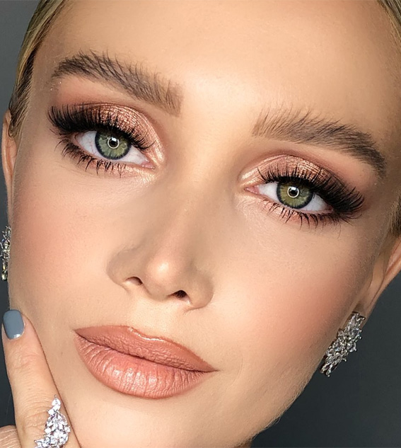 40 Best Wedding Makeup Ideas for 2022 : Rose Gold Glam Bridal Look