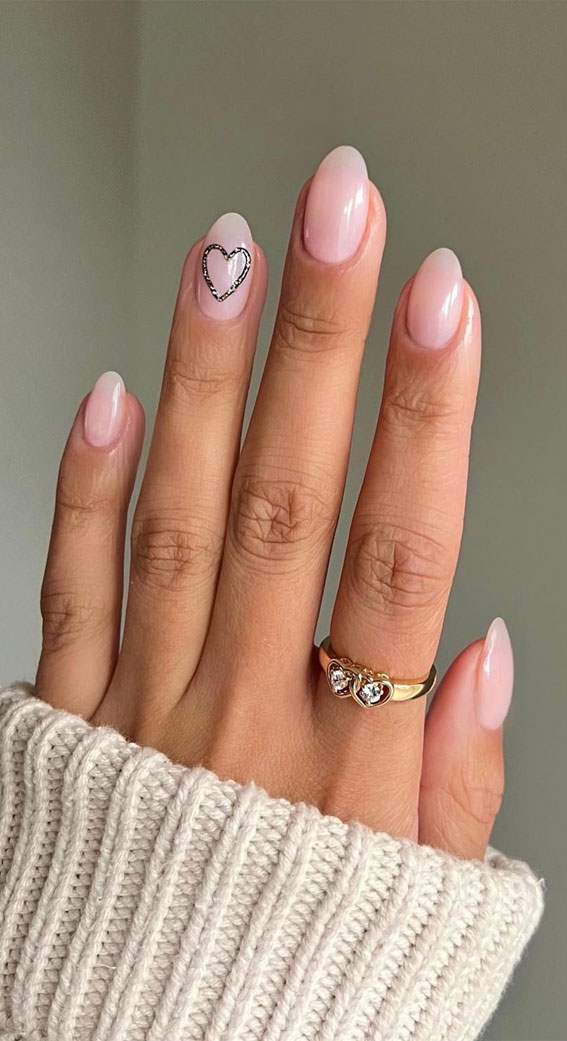 40 Best Wedding Nails 2022 : Silver Heart on The 4th Finger