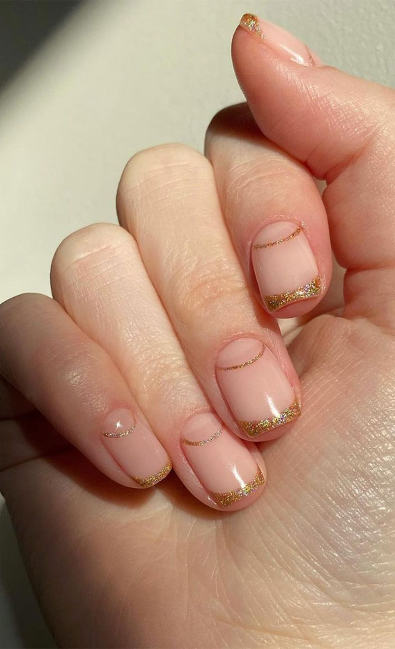 glitter french tips,  wedding nail art designs, wedding nails 2022