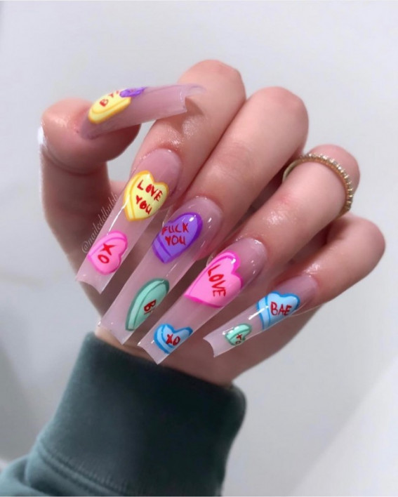42 Cute Valentine’s Day Nails for 2022 : The Sweetest Candy Jelly Nails