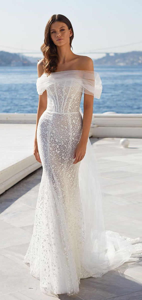The Most Beautiful Off The Shoulder Wedding Dresses 2022 : Mermaid Gown