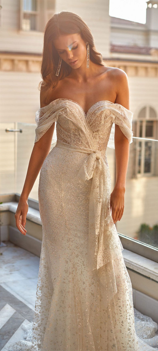 The Most Beautiful Off The Shoulder Wedding Dresses 2022 : Sparkly Off The Shoulder Dress